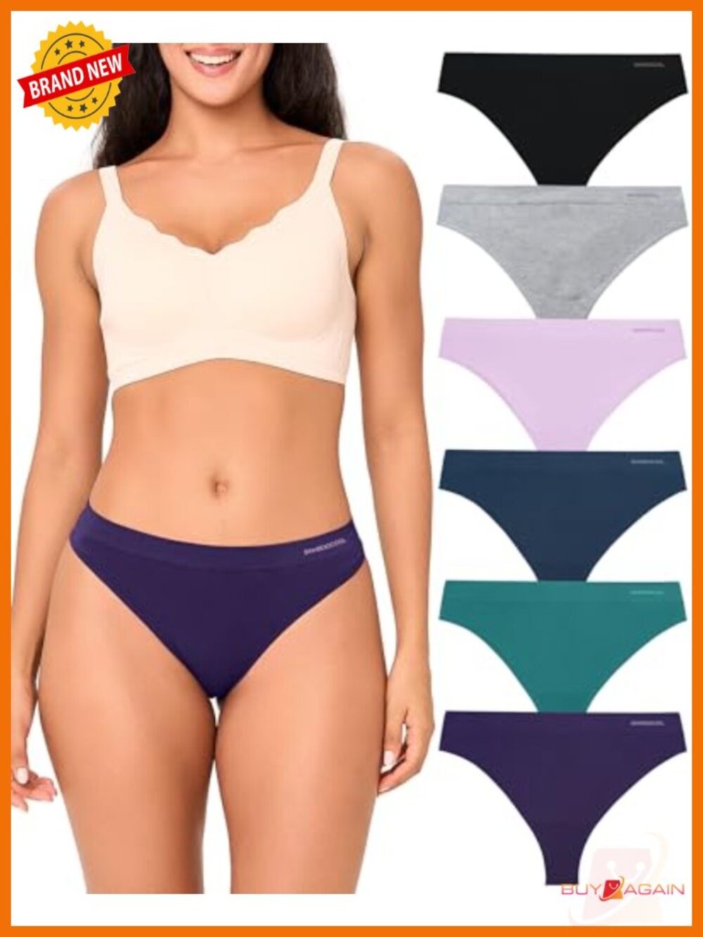 Thongs Seamless Moisture-Wicking Breathable Underwear Mid Waisted Tagless 6 Pack